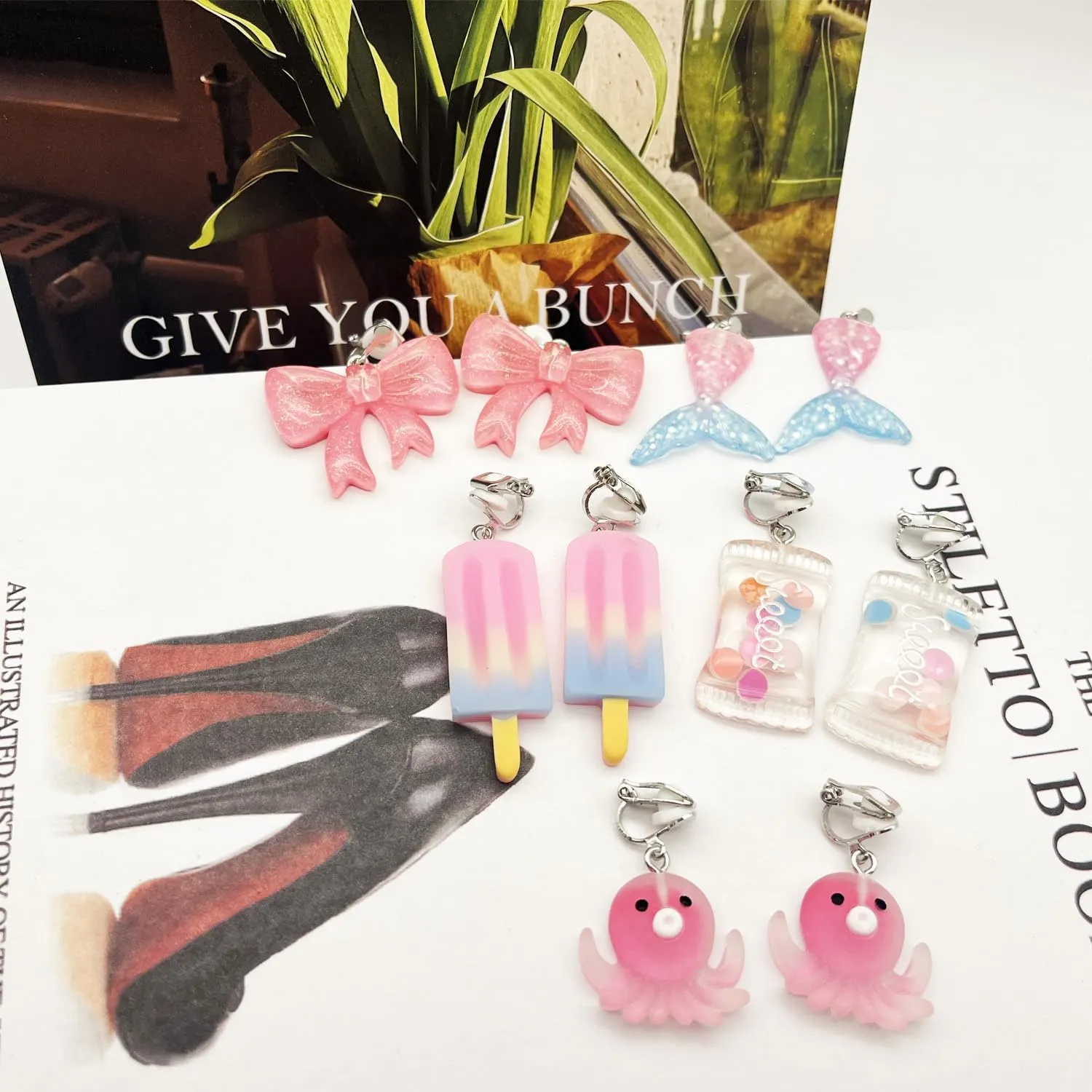 28/30 Pairs Funny Weird Cute Earrings Earrings (Or Clips) for Women Including Kawaii Fun Unique Cool Quirky Animal Food Fruit Duck Mushroon Flowers Bear Summer Shell Aesthetic Earrings For Women