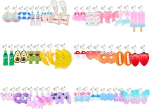 28/30 Pairs Funny Weird Cute Earrings Earrings (Or Clips) for Women Including Kawaii Fun Unique Cool Quirky Animal Food Fruit Duck Mushroon Flowers Bear Summer Shell Aesthetic Earrings For Women