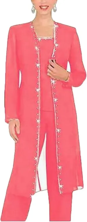 3 Pcs Mother of The Bride Pants Suits for Wedding Long Formal Pant Suits for Women Dressy Wedding