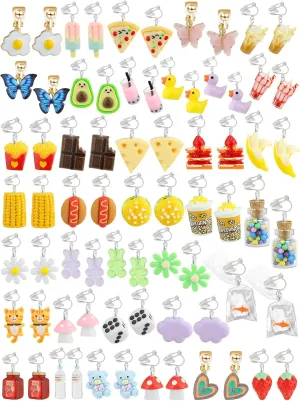 36 Pairs Weird Cute Earrings Fun Cool Mushroom Bear Flower Cat Funky Aesthetic Drop Dangle Earrings for Teen Girls Women Funny Jewelry Set