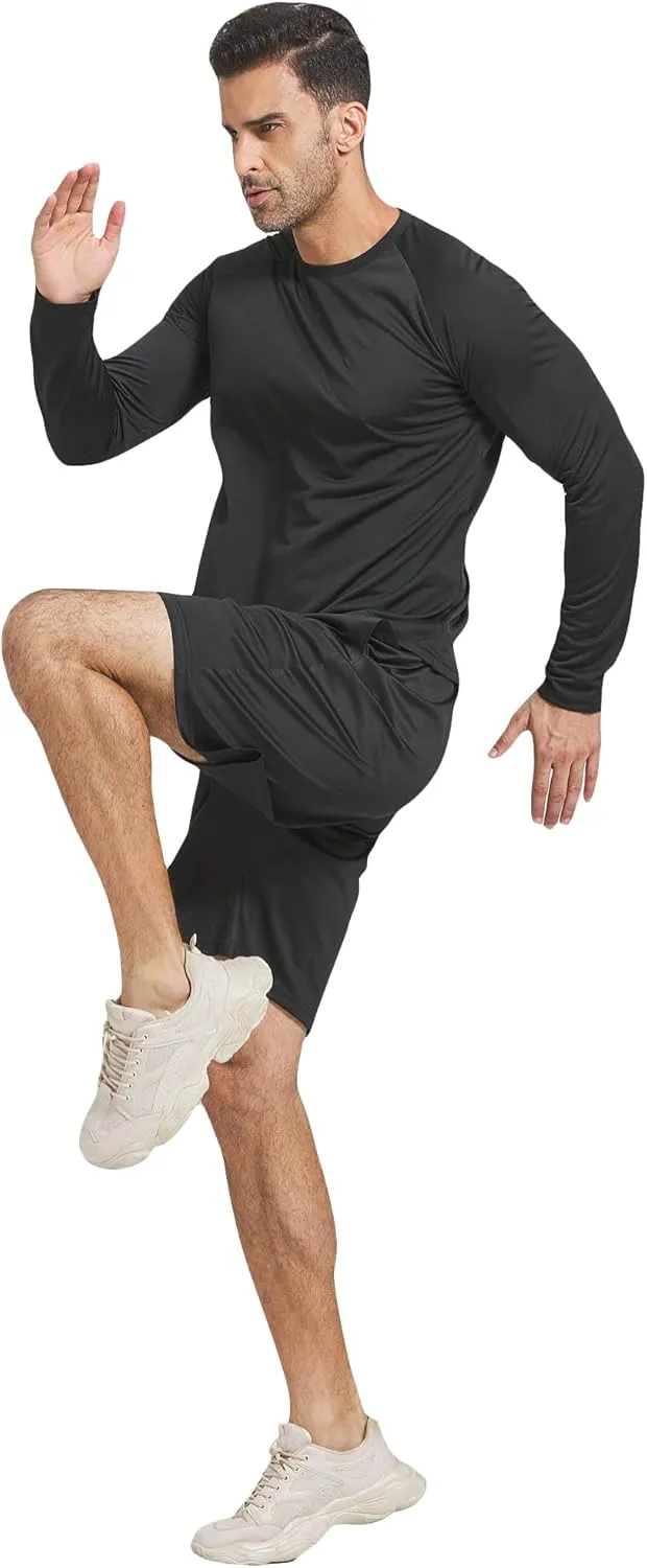 4 Pack Men's Dry Fit T Shirts Athletic Running Gym Workout Long Sleeve T Shirts for Men