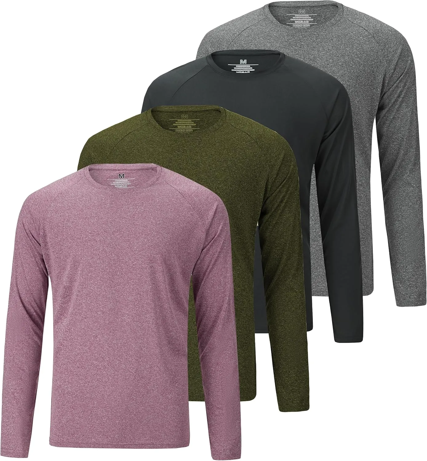 4 Pack Men's Dry Fit T Shirts Athletic Running Gym Workout Long Sleeve T Shirts for Men