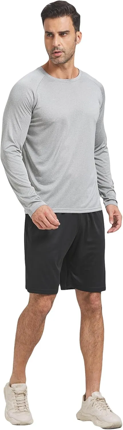 4 Pack Men's Dry Fit T Shirts Athletic Running Gym Workout Long Sleeve T Shirts for Men
