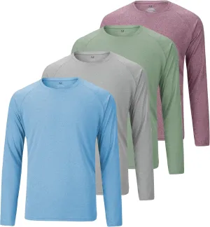 4 Pack Men's Dry Fit T Shirts Athletic Running Gym Workout Long Sleeve T Shirts for Men