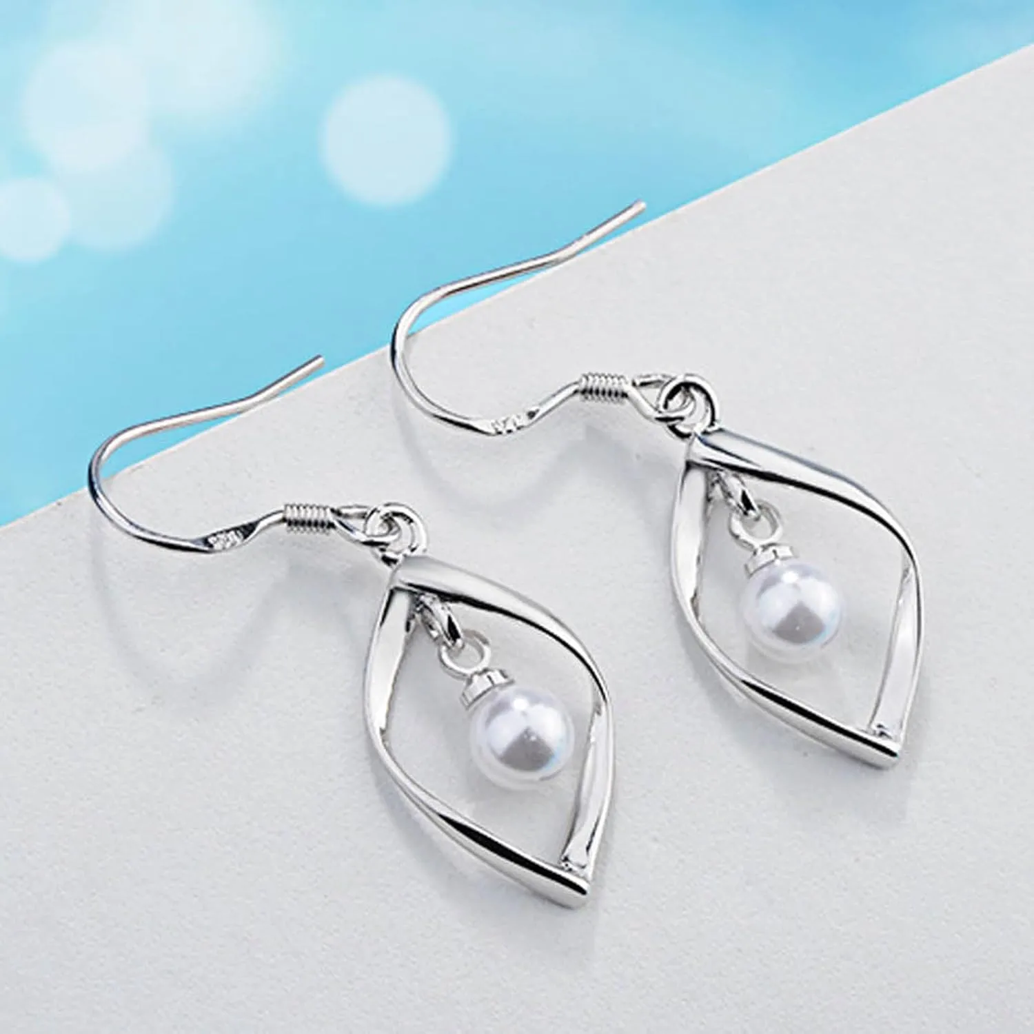925 Sterling Silver Dangle Earrings for Women,Pearl Dangle Earring for Mom Girlfriend Jewelry Gifts for Birthday Mothers Day