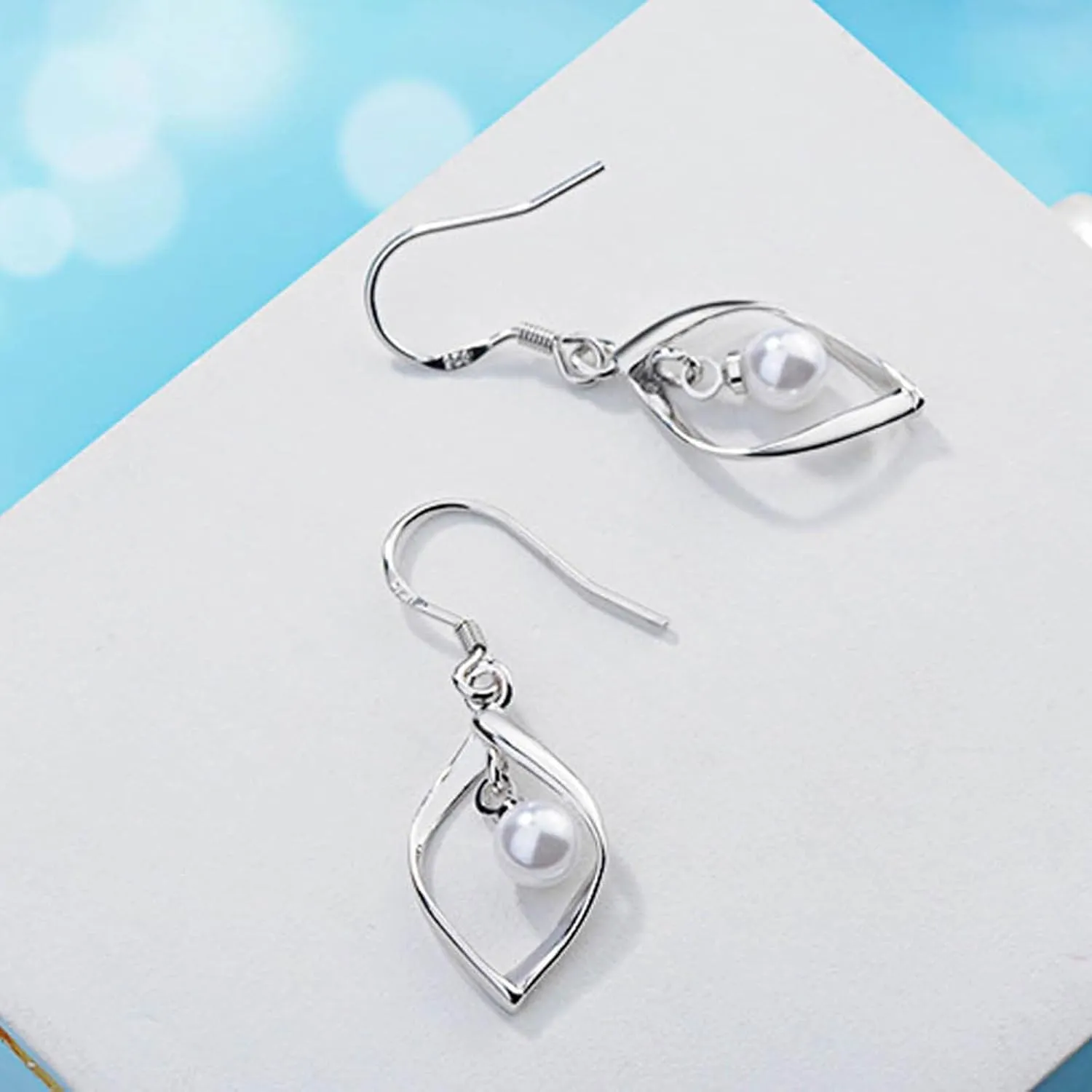 925 Sterling Silver Dangle Earrings for Women,Pearl Dangle Earring for Mom Girlfriend Jewelry Gifts for Birthday Mothers Day