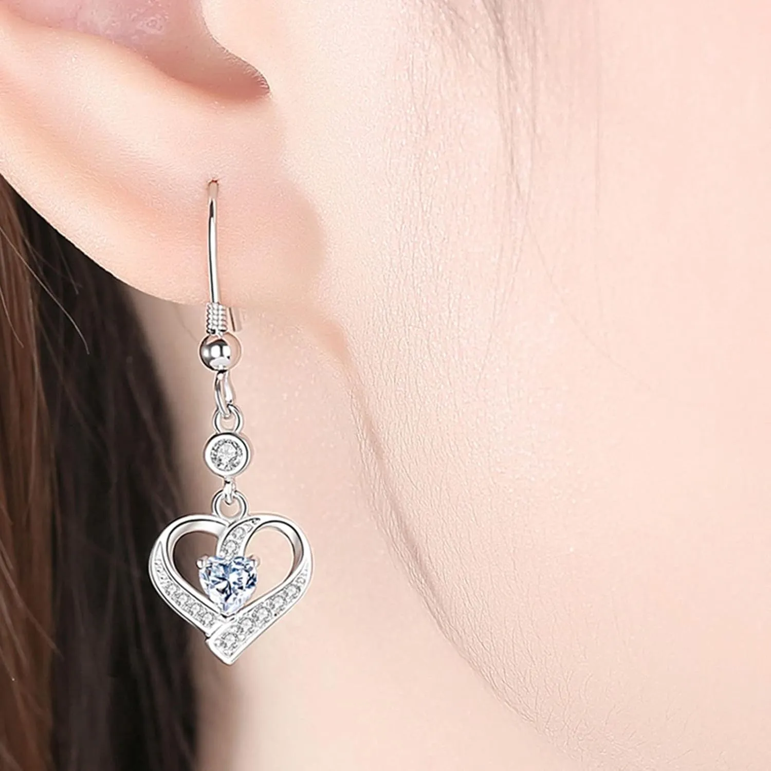 925 Sterling Silver Dangle Earrings for Women,Simulated Diamond Cubic Zirconia Drop Earrings Dainty Jewelry Gifts for Her Mom