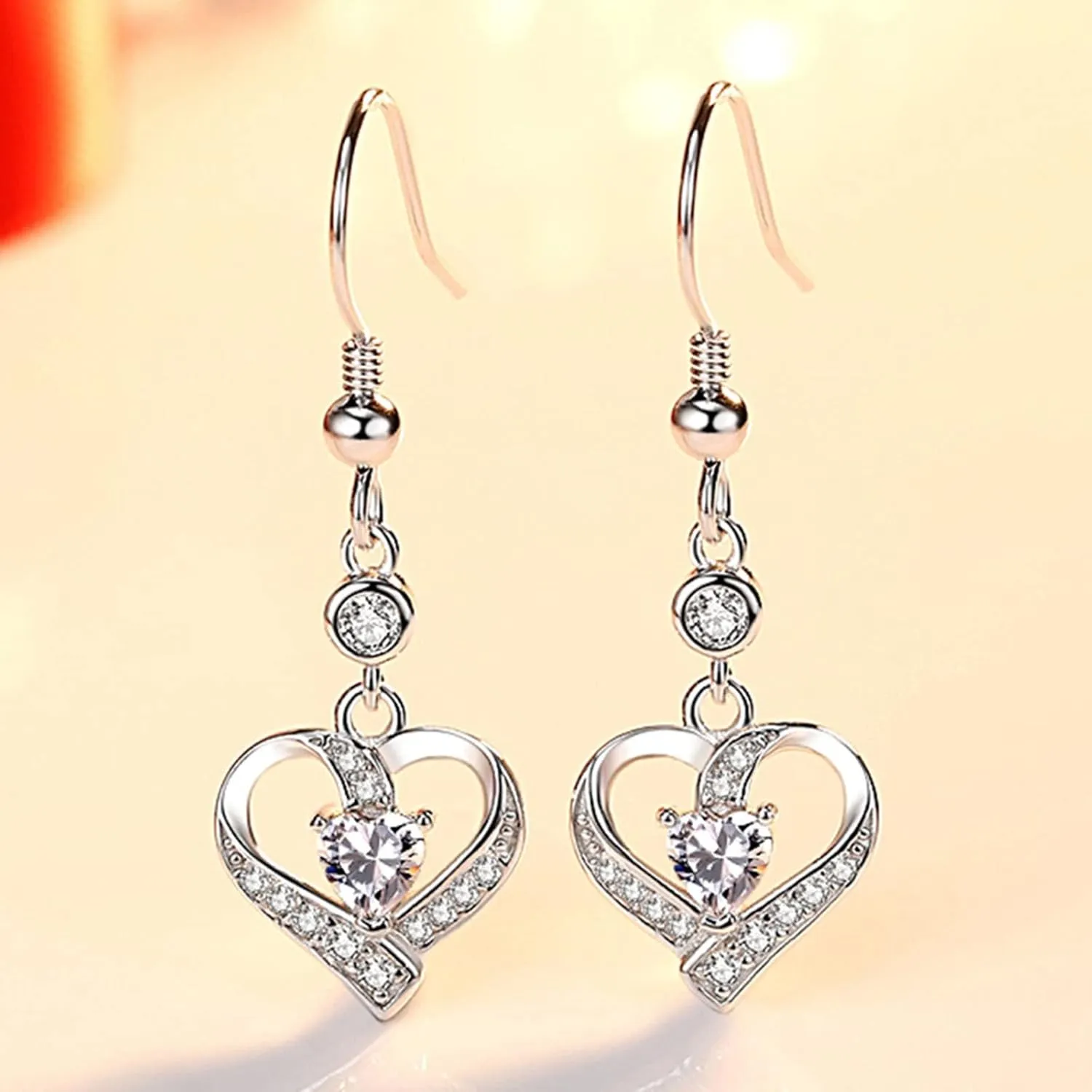 925 Sterling Silver Dangle Earrings for Women,Simulated Diamond Cubic Zirconia Drop Earrings Dainty Jewelry Gifts for Her Mom
