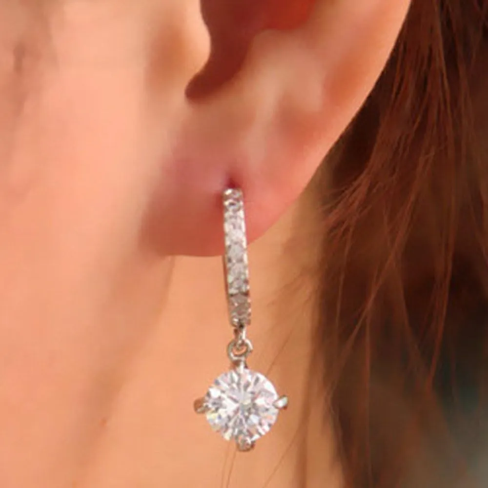 925 Sterling Silver Dangle Earrings for Women,Simulated Diamond Cubic Zirconia Drop Earrings Dainty Jewelry Gifts for Her Mom