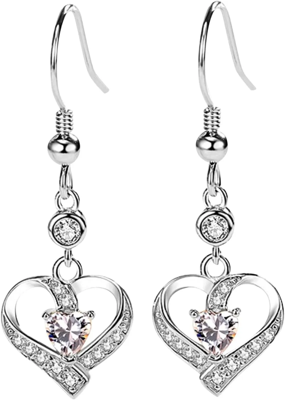 925 Sterling Silver Dangle Earrings for Women,Simulated Diamond Cubic Zirconia Drop Earrings Dainty Jewelry Gifts for Her Mom