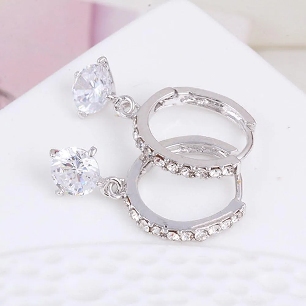 925 Sterling Silver Dangle Earrings for Women,Simulated Diamond Cubic Zirconia Drop Earrings Dainty Jewelry Gifts for Her Mom
