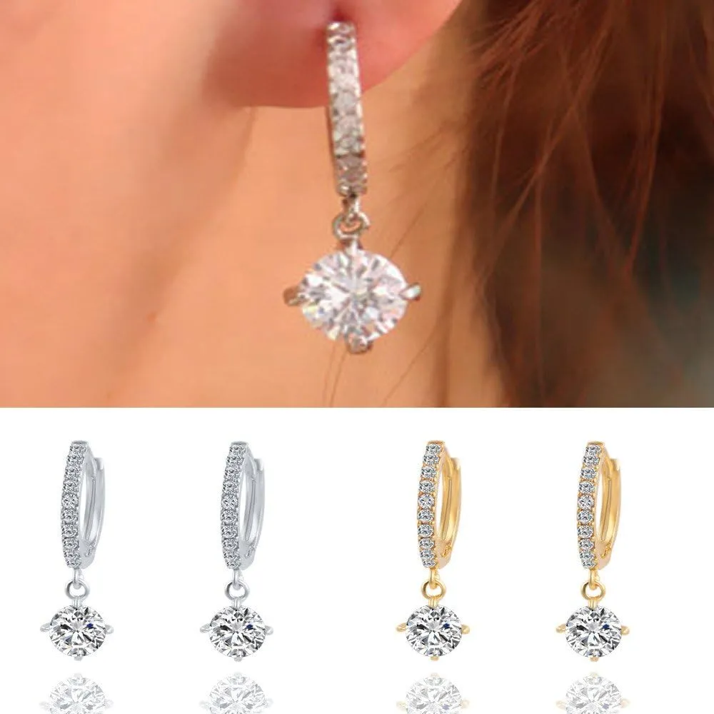 925 Sterling Silver Dangle Earrings for Women,Simulated Diamond Cubic Zirconia Drop Earrings Dainty Jewelry Gifts for Her Mom