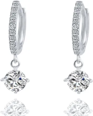925 Sterling Silver Dangle Earrings for Women,Simulated Diamond Cubic Zirconia Drop Earrings Dainty Jewelry Gifts for Her Mom