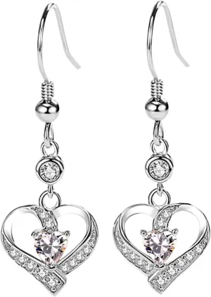925 Sterling Silver Dangle Earrings for Women,Simulated Diamond Cubic Zirconia Drop Earrings Dainty Jewelry Gifts for Her Mom