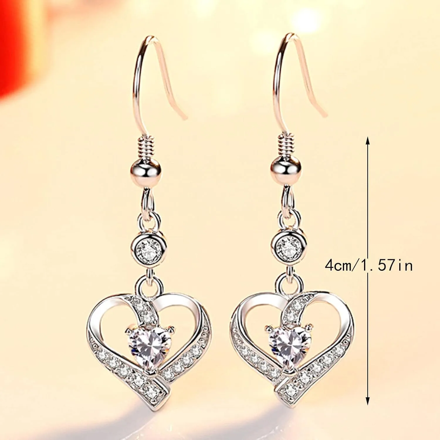 925 Sterling Silver Dangle Earrings for Women,Simulated Diamond Cubic Zirconia Drop Earrings Dainty Jewelry Gifts for Her Mom