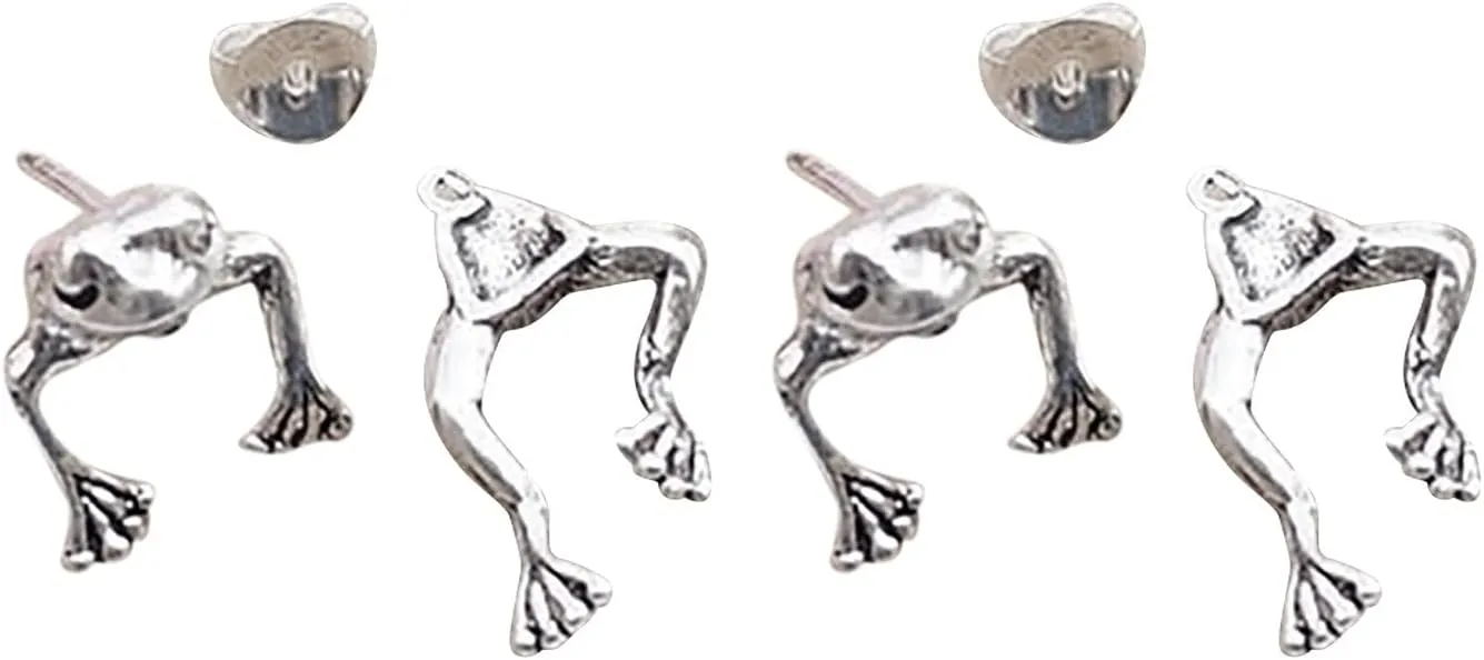 925 Sterling Silver Stud Women,Cute Frog Stud Earrings Vintage Frogs Shaped Stud Funny Christmas Valentine's Day Jewelry Gift