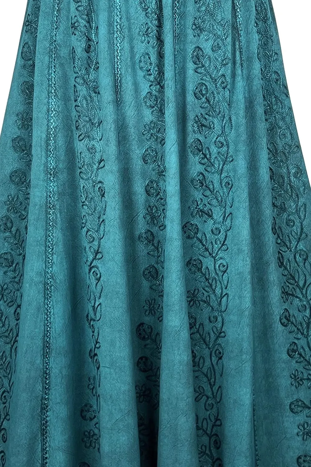 Agan Traders Women's 2025 Summer A Line Flared Floral Embroidered Panel Flowy High Waisted Maxi Skirt