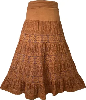 Agan Traders Women's 2025 Summer Boho Peasant Tiered Long Lace Skirt Maxi - Net Flared Long Maxi Skirts for Women