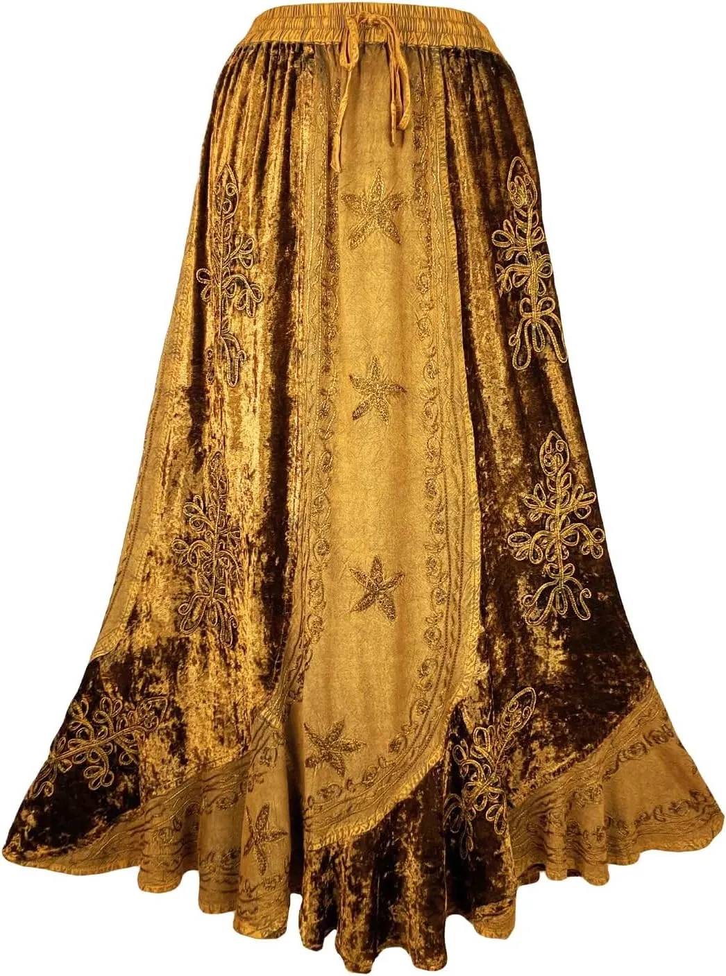 Agan Traders Women's 2025 Summer Winter Rayon Velvet Vintage Boho Embroidered High Waist Maxi Skirt - Long Skirts for Women