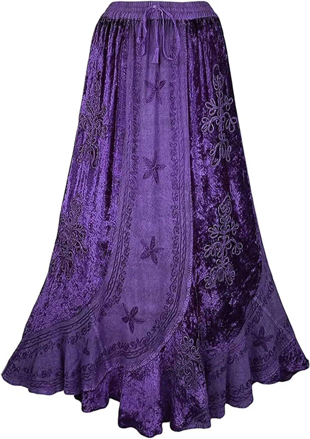 Agan Traders Women's 2025 Summer Winter Rayon Velvet Vintage Boho Embroidered High Waist Maxi Skirt - Long Skirts for Women