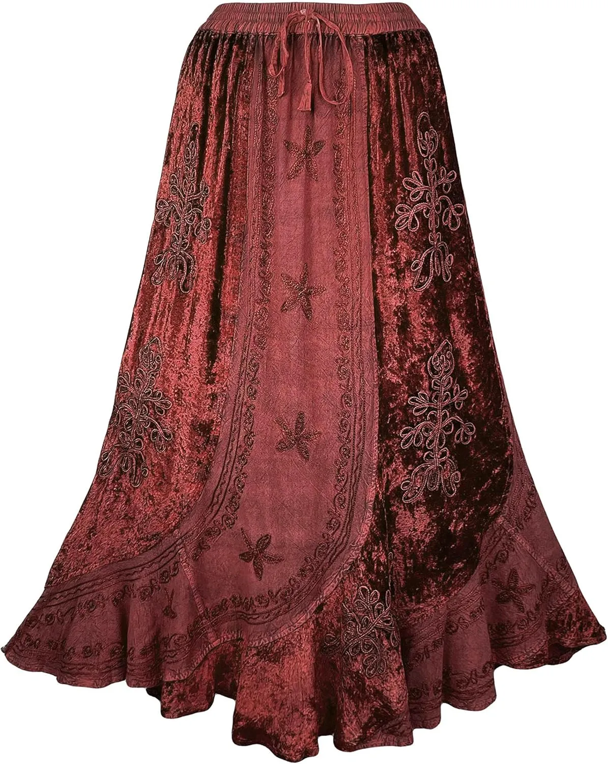 Agan Traders Women's 2025 Summer Winter Rayon Velvet Vintage Boho Embroidered High Waist Maxi Skirt - Long Skirts for Women