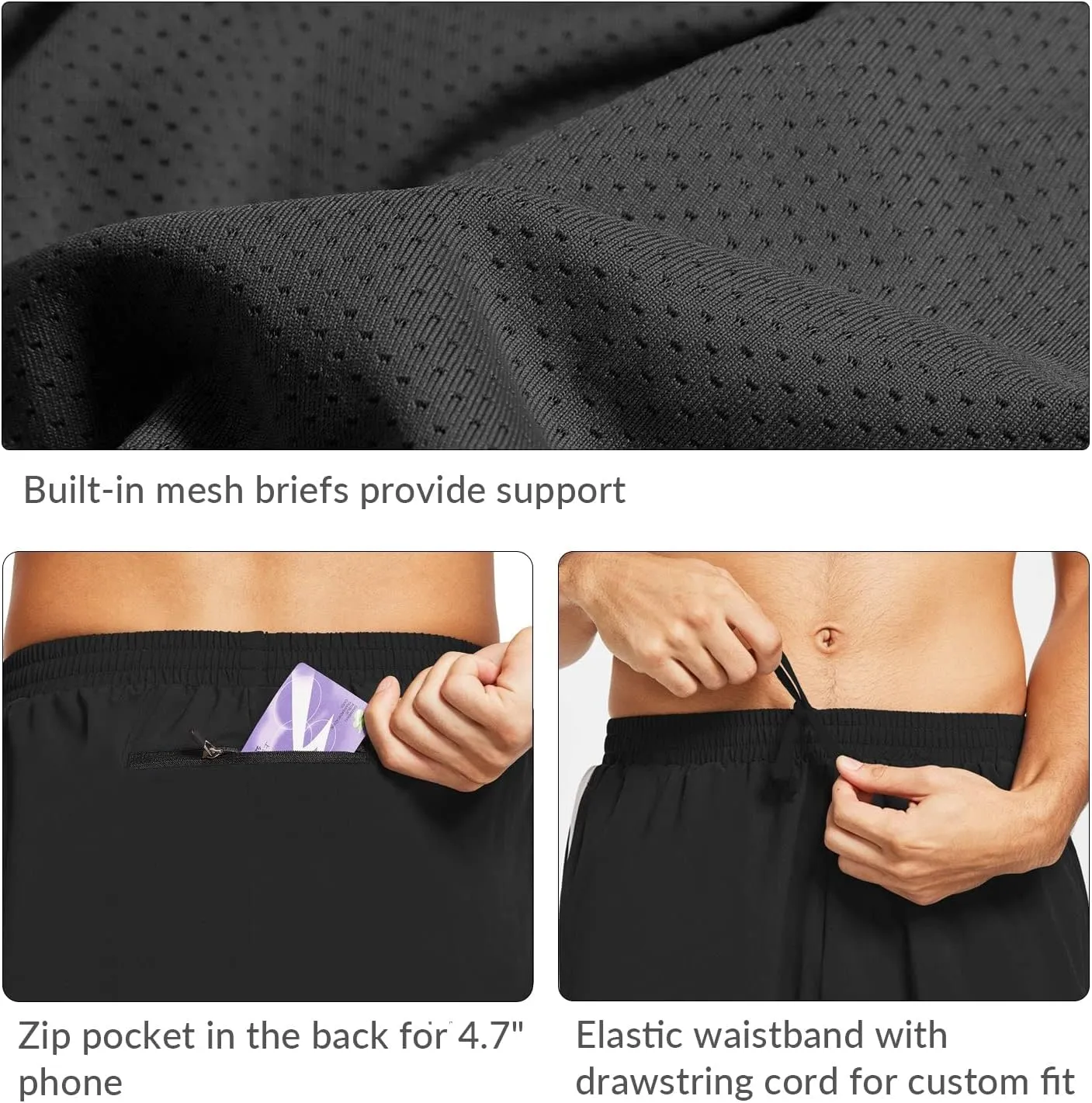 baleaf Men's 5" Running Athletic Shorts for Workout Gym Tennis Sports Lightweight Quick Dry with Zipper Pocket