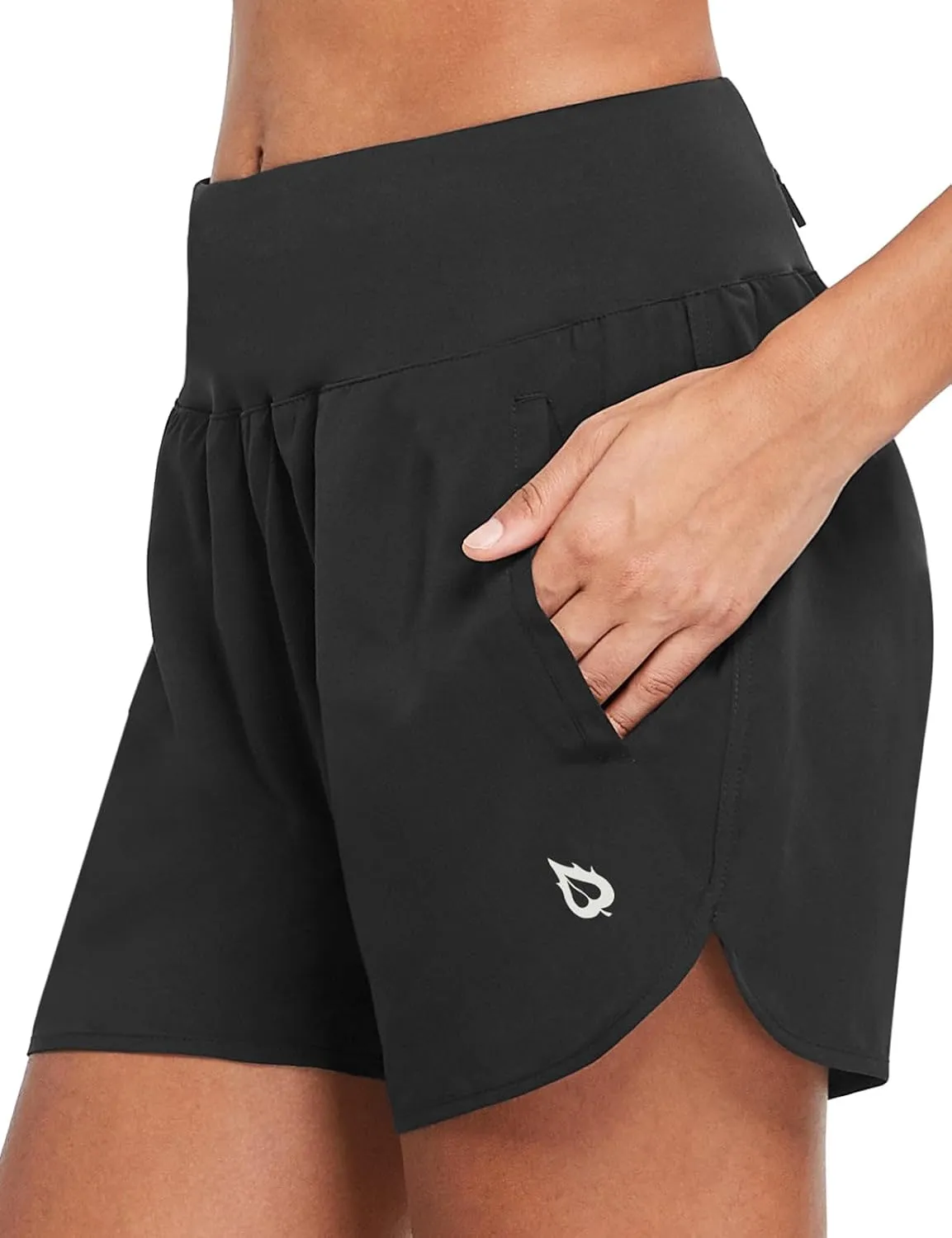 baleaf Women's 5" Workout Shorts Gym Running Shorts Athletic with Liner High Waistband Quick Dry Sports Zipper Pockets
