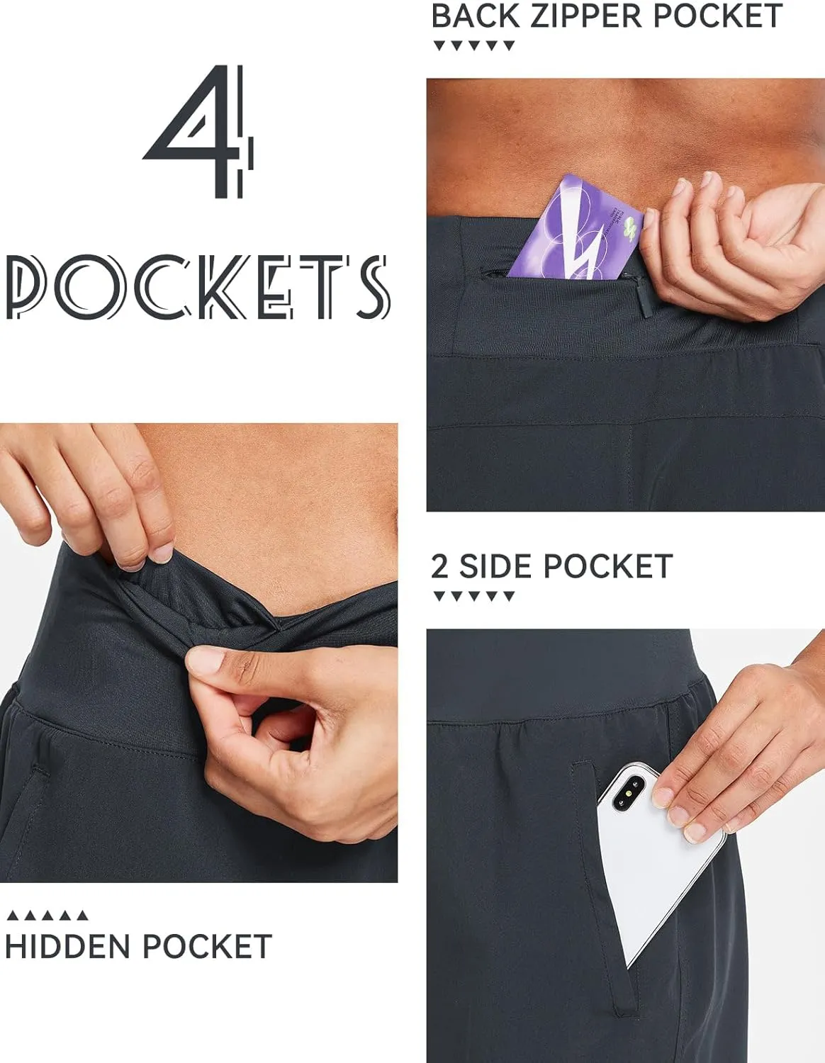 baleaf Women's 5" Workout Shorts Gym Running Shorts Athletic with Liner High Waistband Quick Dry Sports Zipper Pockets