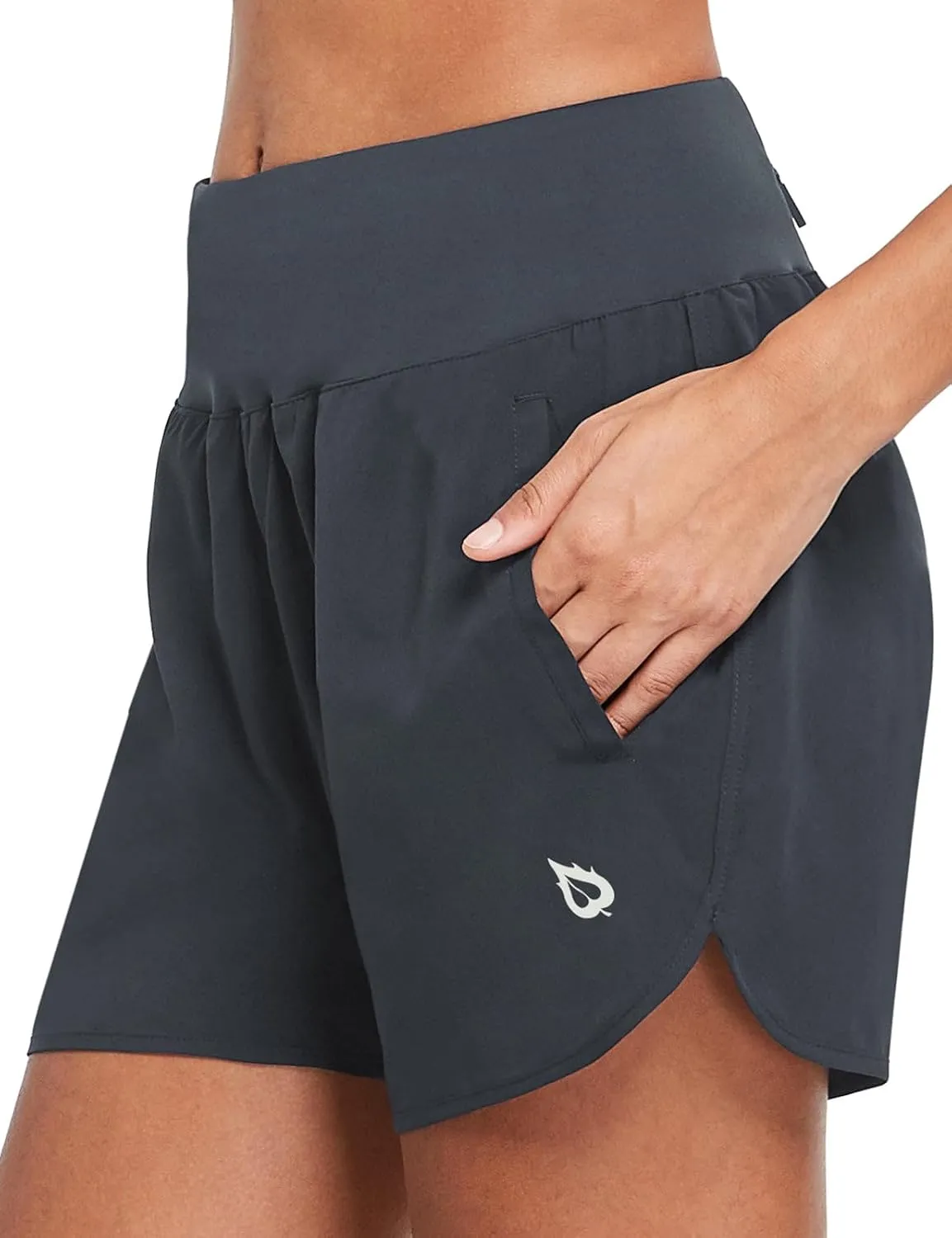 baleaf Women's 5" Workout Shorts Gym Running Shorts Athletic with Liner High Waistband Quick Dry Sports Zipper Pockets