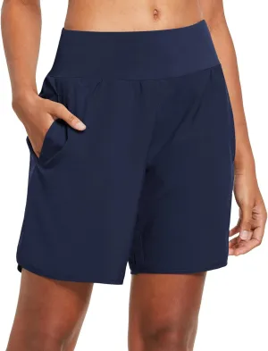 baleaf Womens' 7" Long Running Athletic Shorts with Liner High Waist Workout Gym Quick Dry Soft Split Leg Zipper Pocket