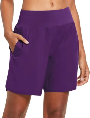 baleaf Womens' 7" Long Running Athletic Shorts with Liner High Waist Workout Gym Quick Dry Soft Split Leg Zipper Pocket