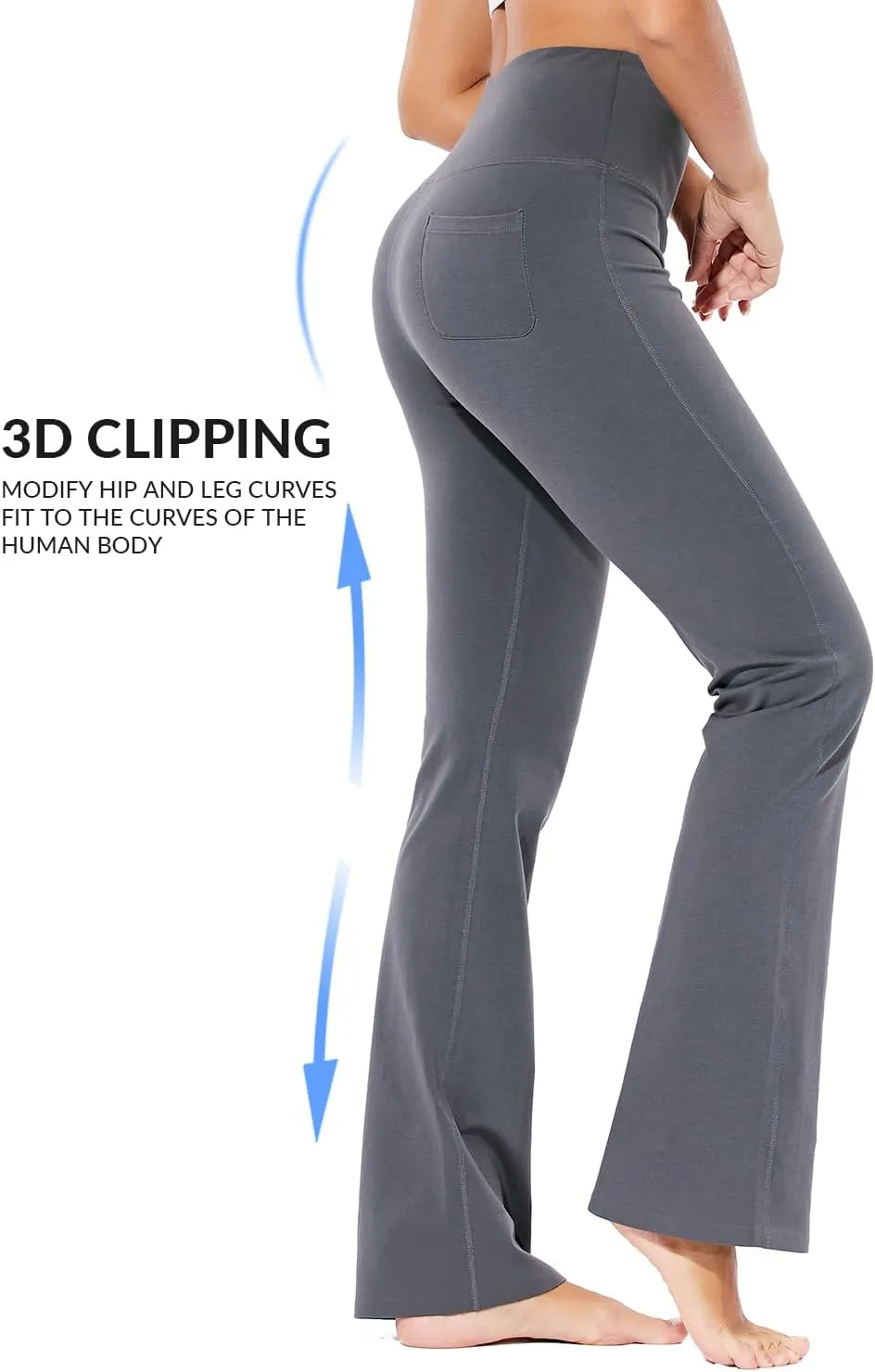 baleaf Womens Cotton Flare Yoga Pants High Waisted Bootcut Bell Bottom Leggings Dressy Work Office Trousers