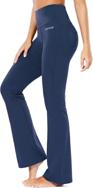 baleaf Womens Cotton Flare Yoga Pants High Waisted Bootcut Bell Bottom Leggings Dressy Work Office Trousers