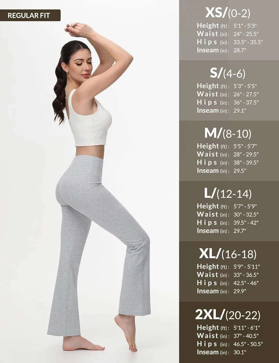 baleaf Womens Cotton Flare Yoga Pants High Waisted Bootcut Bell Bottom Leggings Dressy Work Office Trousers
