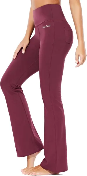 baleaf Womens Cotton Flare Yoga Pants High Waisted Bootcut Bell Bottom Leggings Dressy Work Office Trousers