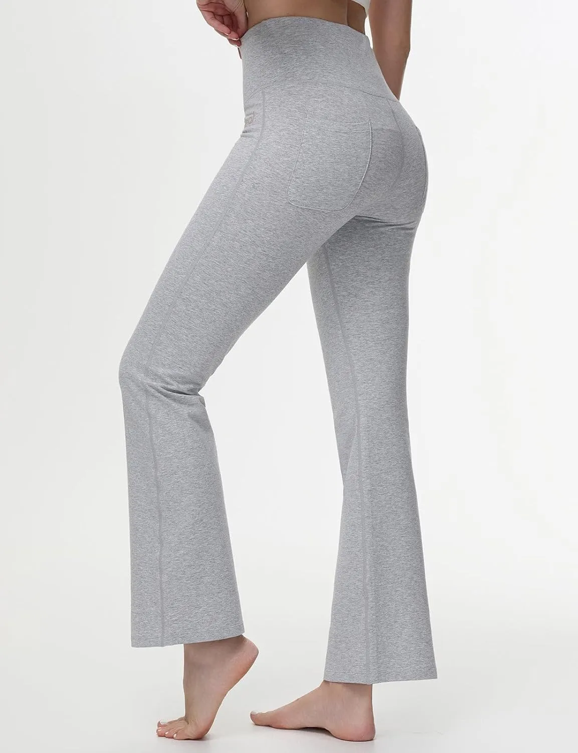 baleaf Womens Cotton Flare Yoga Pants High Waisted Bootcut Bell Bottom Leggings Dressy Work Office Trousers