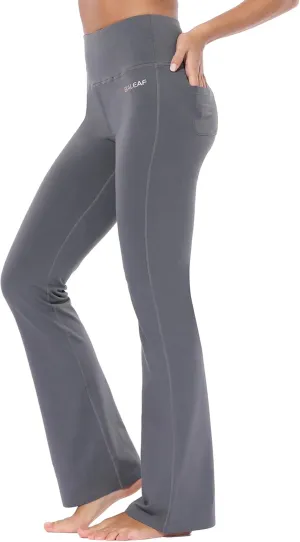 baleaf Womens Cotton Flare Yoga Pants High Waisted Bootcut Bell Bottom Leggings Dressy Work Office Trousers