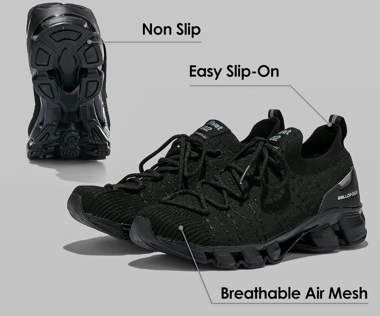 BALLOP TIVAT 2.0 Unisex Walking Shoes, Arch Support Sneakers for Women Men