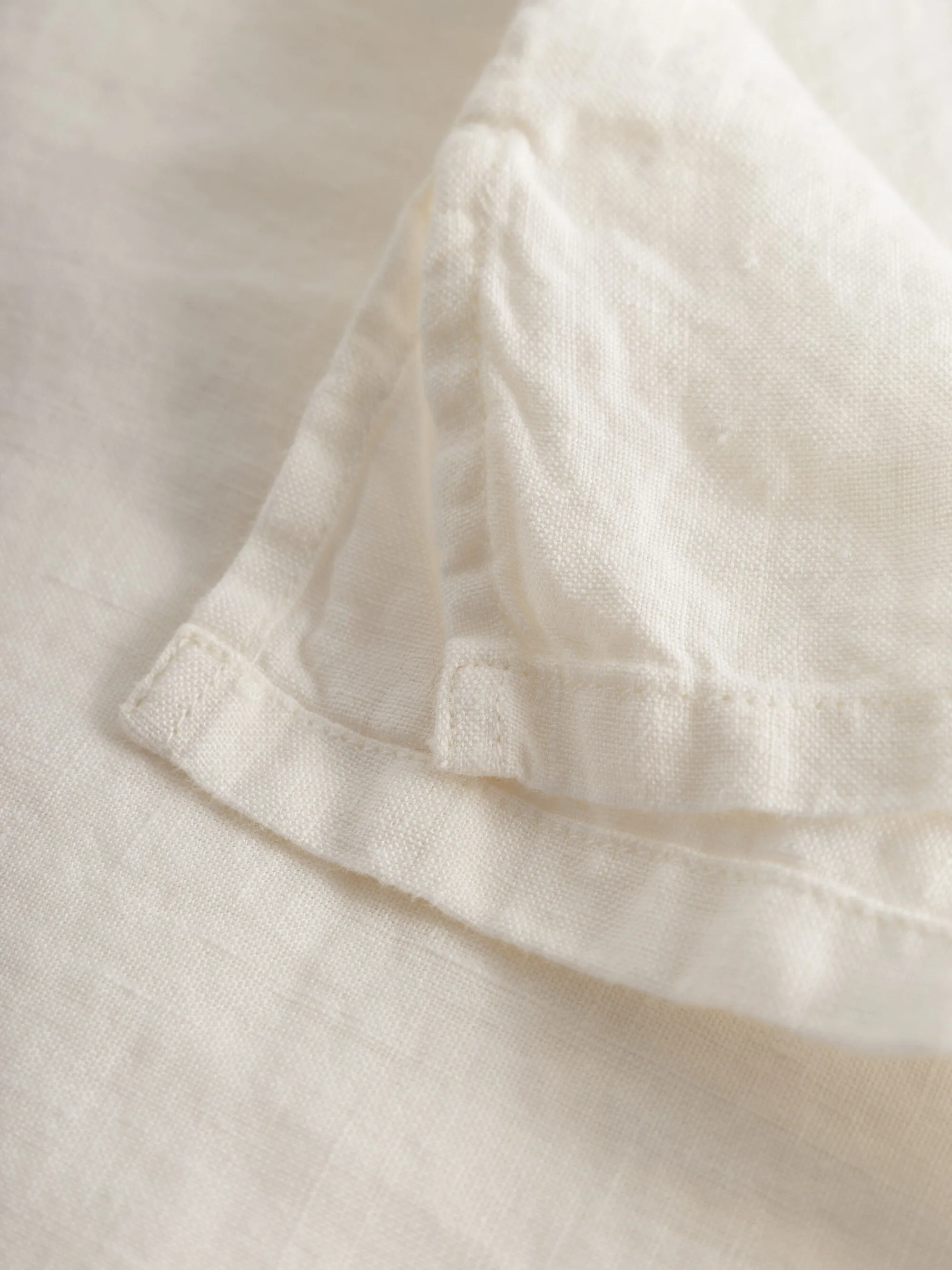Baseball linen short sleeved shirt - Egret