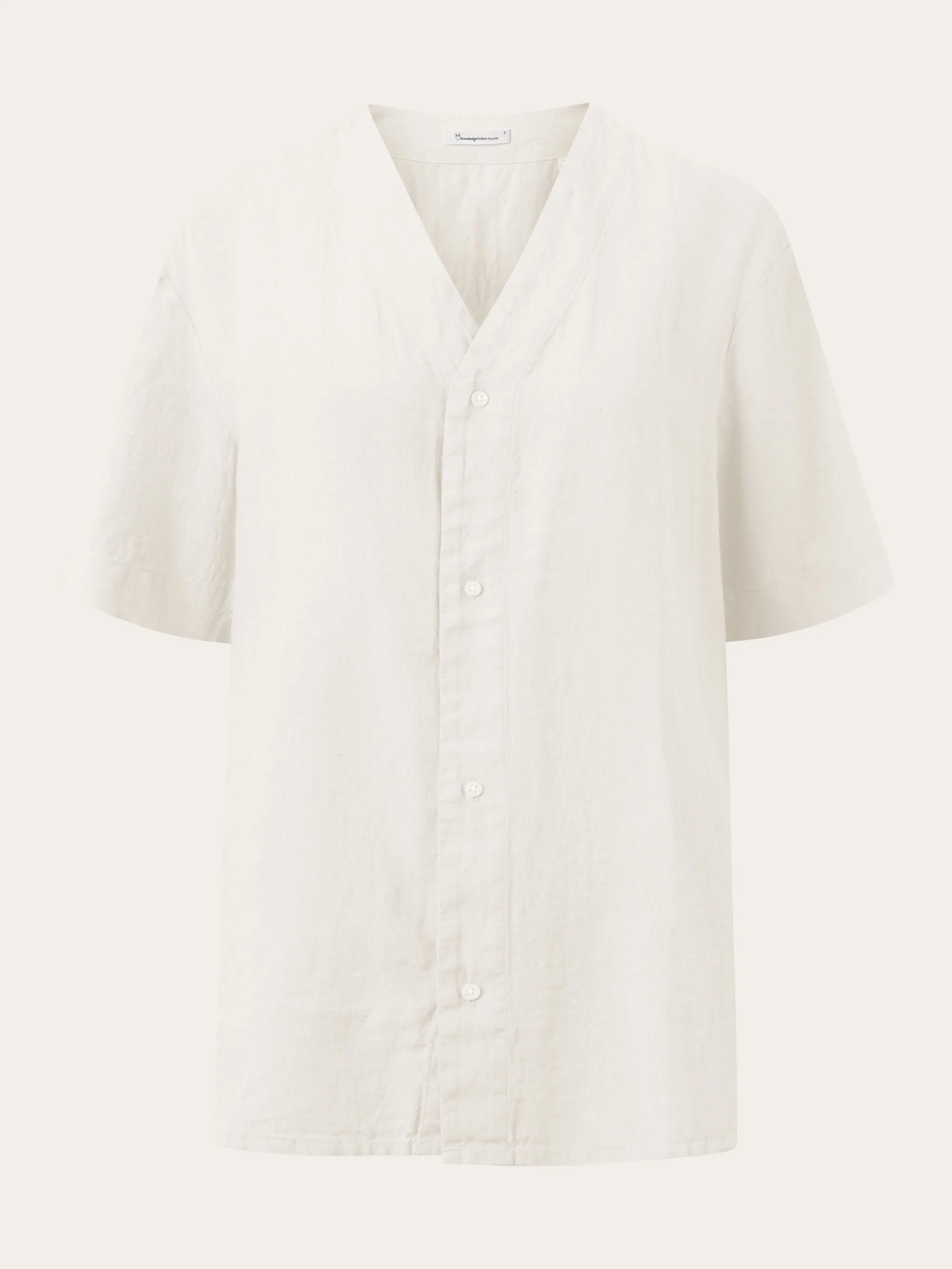 Baseball linen short sleeved shirt - Egret