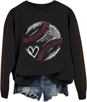 Baseball Mom Sweatshirt for Women Game Day Long Sleeve Crewneck Graphic Pullover Tops Softball Mama Shirt