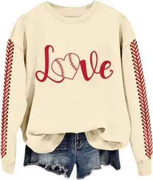 Baseball Mom Sweatshirt for Women Game Day Long Sleeve Crewneck Graphic Pullover Tops Softball Mama Shirt