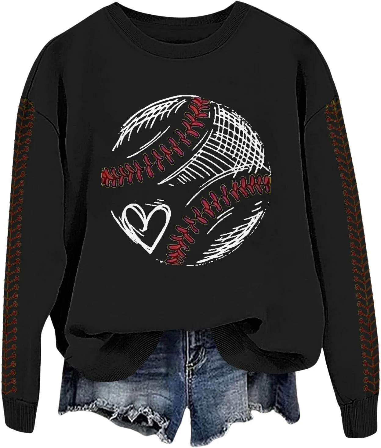 Baseball Mom Sweatshirt for Women Game Day Long Sleeve Crewneck Graphic Pullover Tops Softball Mama Shirt
