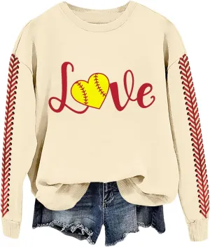 Baseball Mom Sweatshirt for Women Game Day Long Sleeve Crewneck Graphic Pullover Tops Softball Mama Shirt