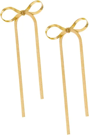 Beaupretty 1 Pair Bow Dangle Earrings for Women Minimalist Long Earrings Elegant Formal Jewelry Occasion Unique Ribbon Design Sophisticated Prom Accessory