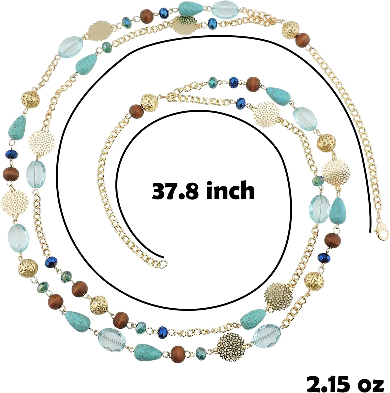 Bocar Long Necklaces for Women Trendy, Boho Layered Crystal Beaded Collar Necklaces for Women, Fashion Statement Necklaces Jewelry