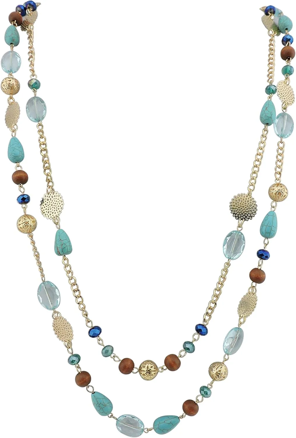 Bocar Long Necklaces for Women Trendy, Boho Layered Crystal Beaded Collar Necklaces for Women, Fashion Statement Necklaces Jewelry