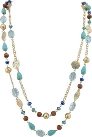 Bocar Long Necklaces for Women Trendy, Boho Layered Crystal Beaded Collar Necklaces for Women, Fashion Statement Necklaces Jewelry