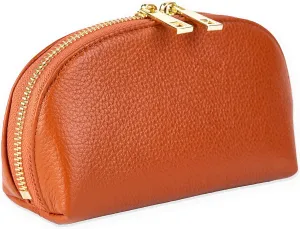 BOZOK Leather Cosmetic Makeup Case Genuine Pebble Leather Makeup Bag Cosmetic Pouch Travel Organizer Toiletry Clutch Pencil Case (Tile)