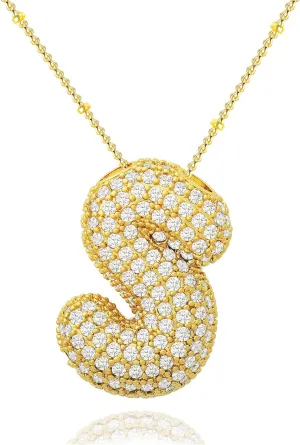 Bubble Initial Necklaces for Women Dainty Balloon Letter Pendant Name Necklaces Charm Chain Necklaces Jewelry